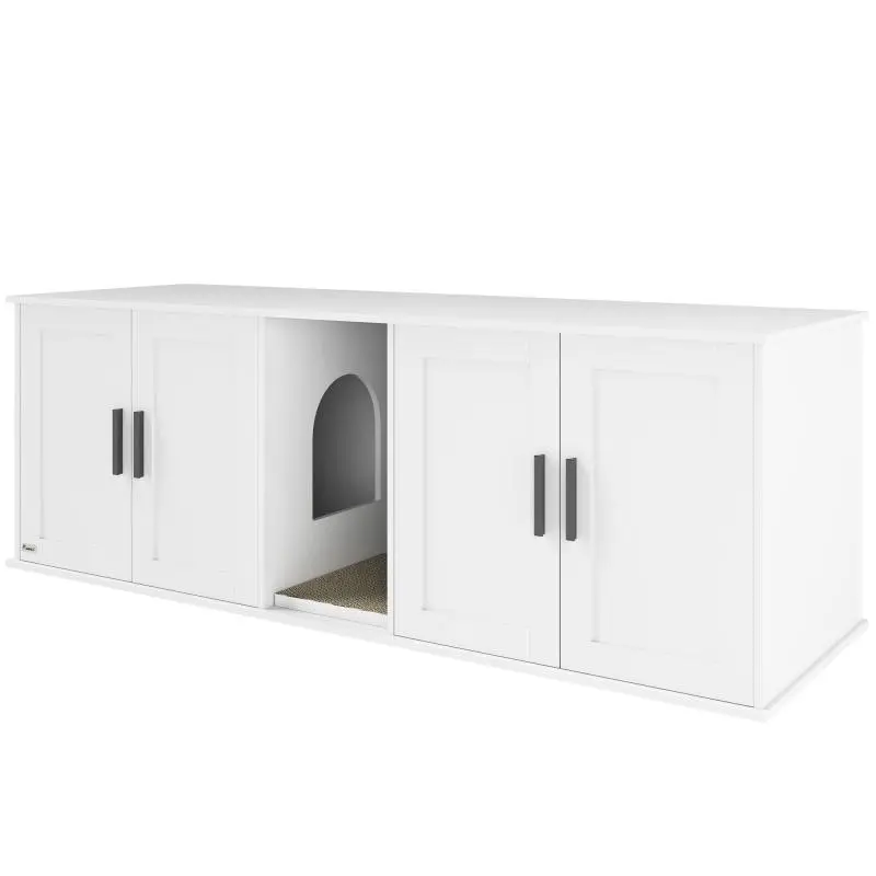Cat Litter Box Cabinet with Dual Compartments, 145 cm