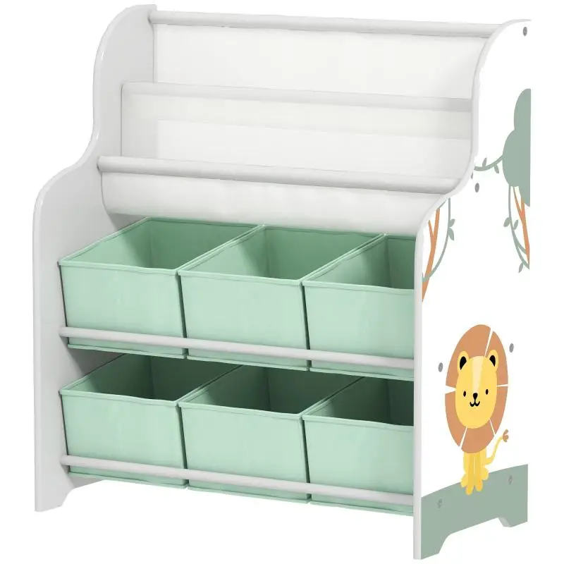 Children’s Toy Storage Unit with 6 Bins and 2 Shelves