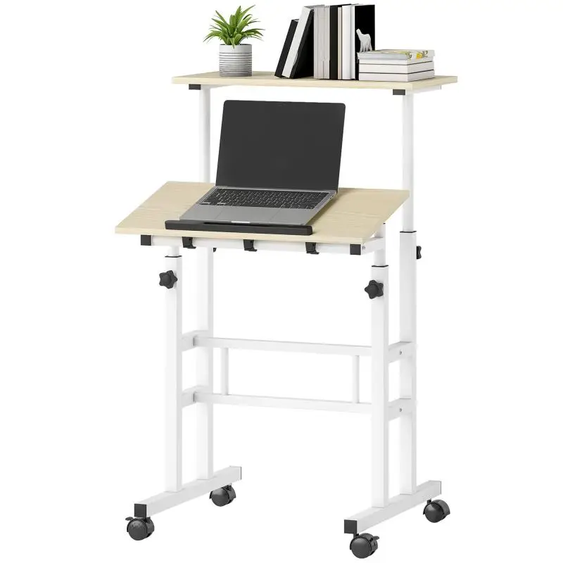 Height-Adjustable Sit-Stand Desk with Casters, 60 cm