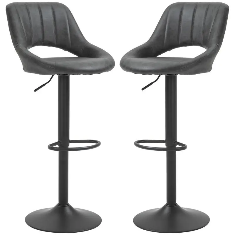 Set of 2 Swivel Bar Stools, Grey