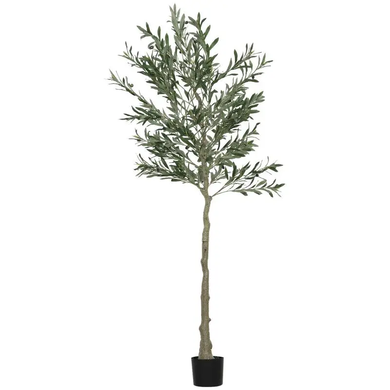 Artificial plant, artificial olive tree, 180 cm, 900 leaves, 40 olives, sturdy flower pot, decorative plant, green