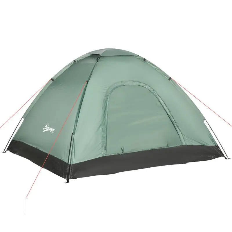 2-Person Camping Tent with Zippered Door, Mosquito Net, and Carry Bag, 206x185x120cm, Green