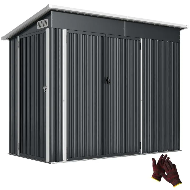 Metal Garden Shed with Triple Doors, 234 cm