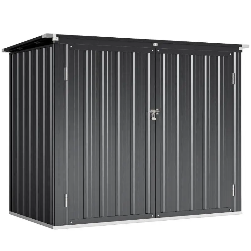 Outdoor Bin Storage Unit (1.2 m², 150x80x117 cm) – Galvanized Steel Shelter for 2 Bins with Lockable Double Doors