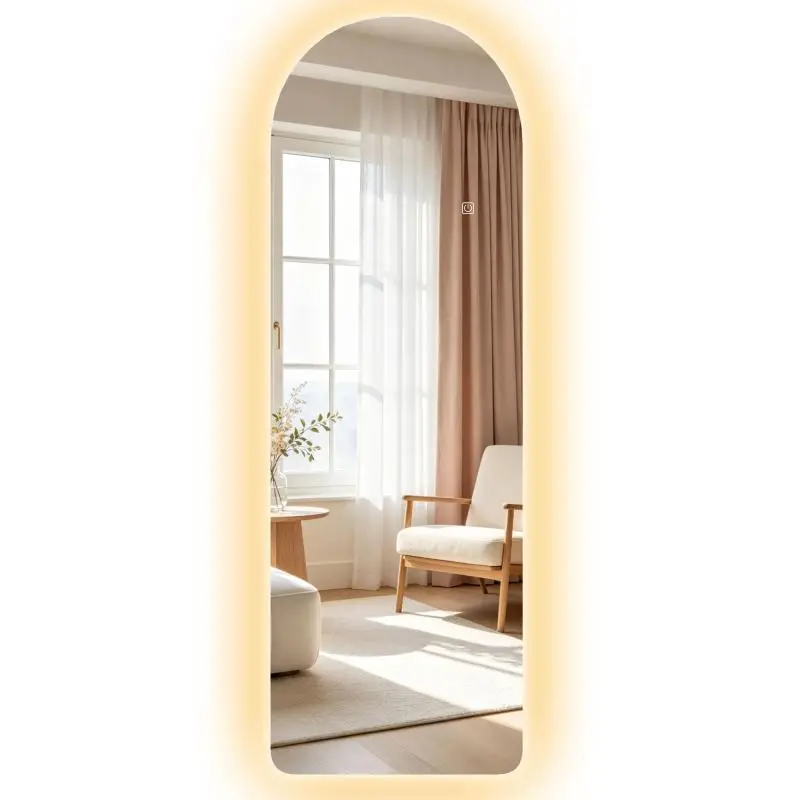 Arched Wall Mirror with LED Lighting, 120 × 40 cm
