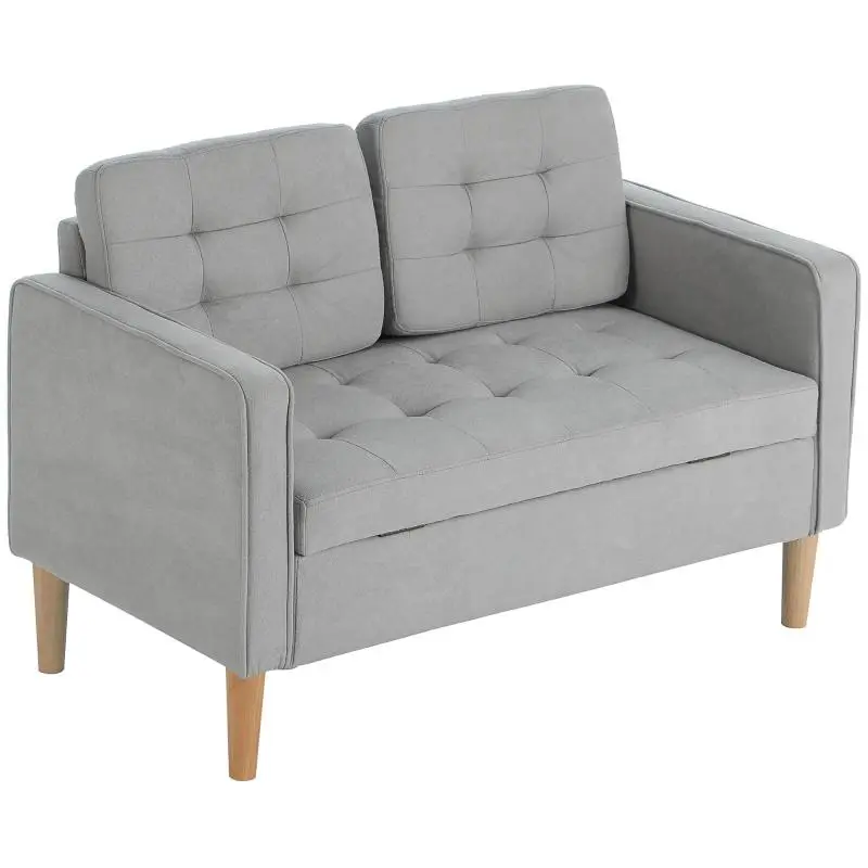 Two-Seater Sofa with Storage, Light Grey