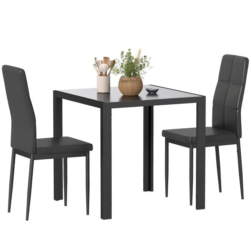Dining Table and Chair Set for 2, Black