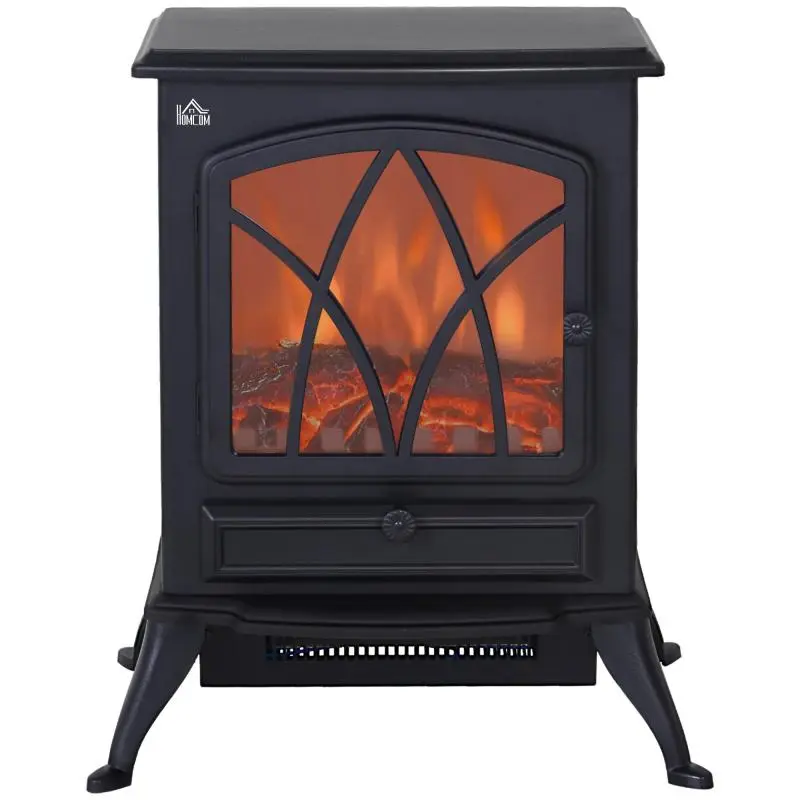 Electric Fireplace with Flame Effect, Black