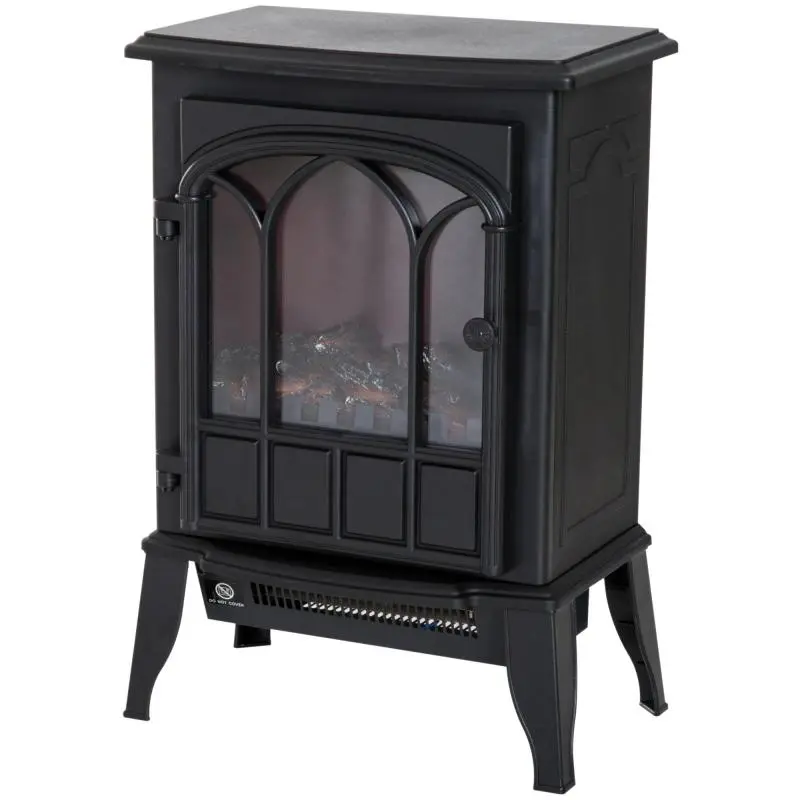 Freestanding Electric Fireplace with Adjustable Flame Brightness