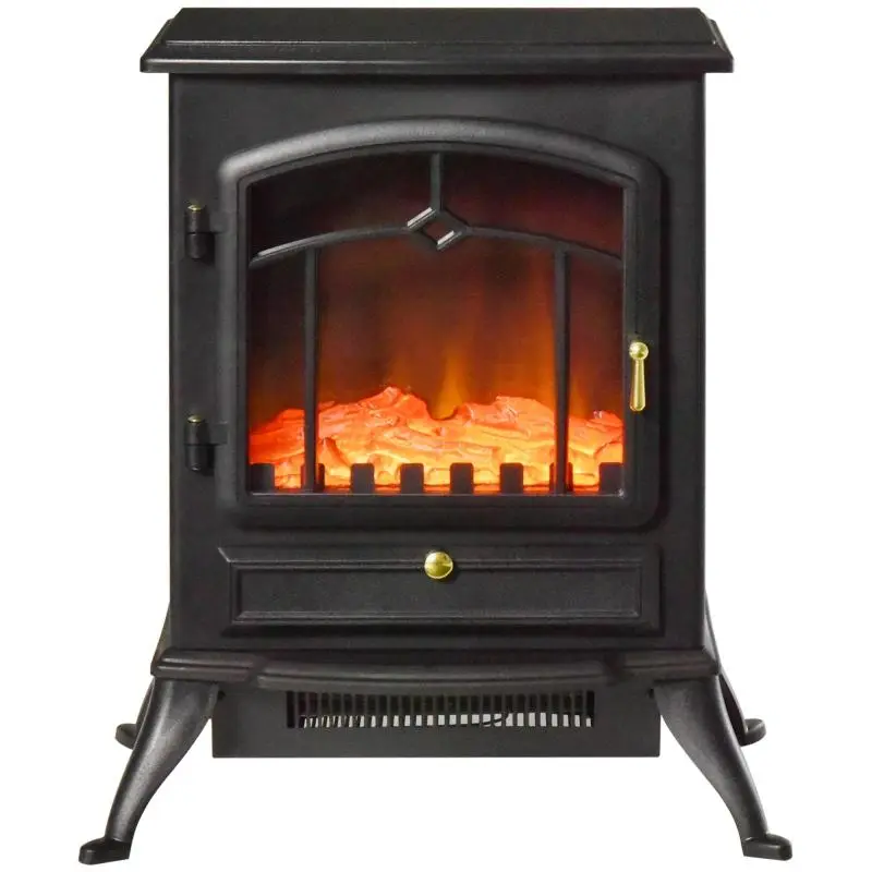 Freestanding Electric Fireplace with Thermostat, Black