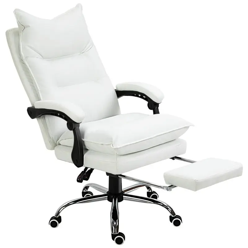 Ergonomic Office Chair with Footrest, White