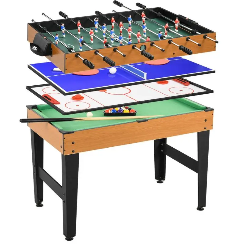 4-in-1 Multi Game Table, Natural and Black