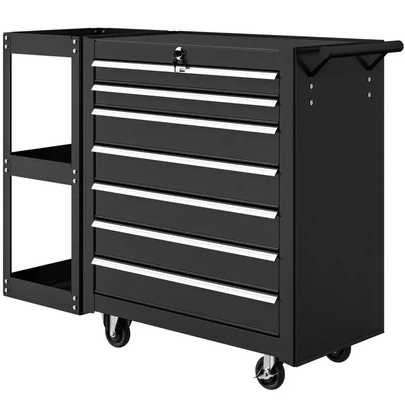 Workshop Tool Trolley with 7 Drawers and Side Shelf