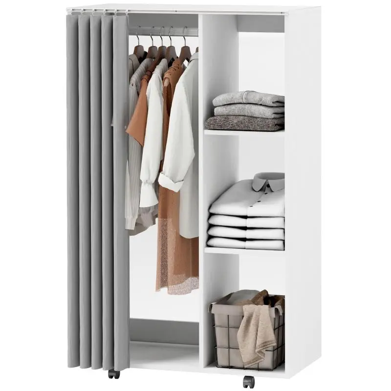 Mobile Wardrobe with Castors and Clothes Rail