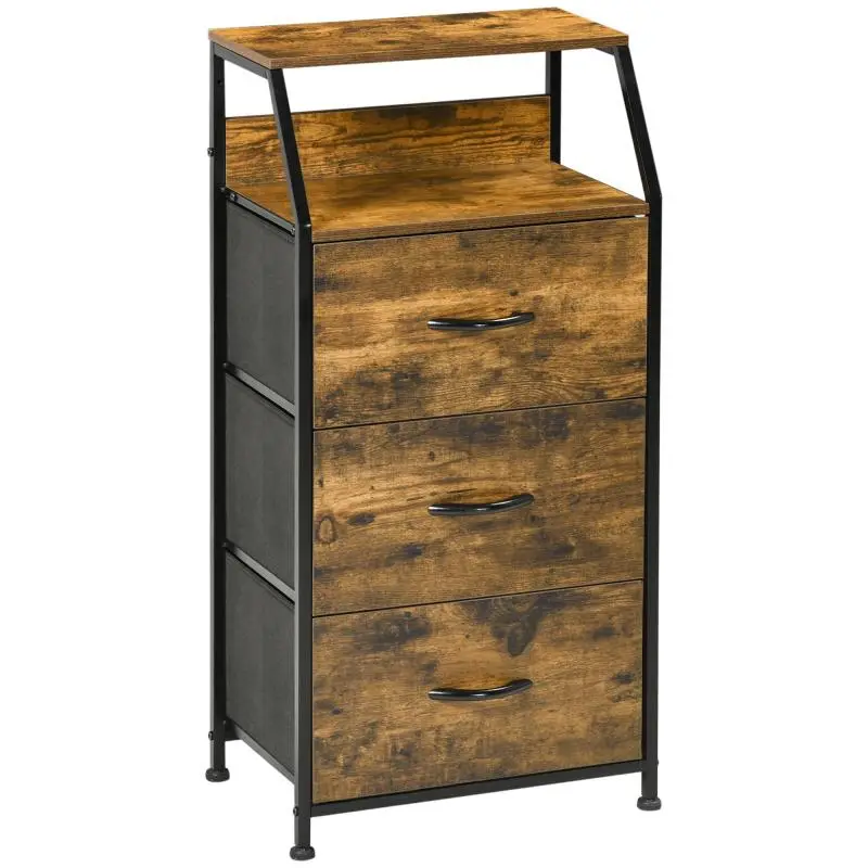 Storage Cabinet with Fabric Drawers and Shelves