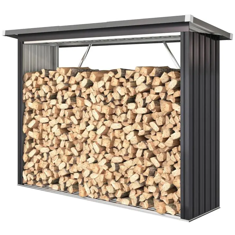 Steel Log Shed with Sloped Roof