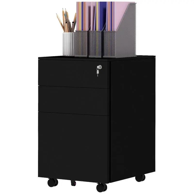 Lockable Mobile Filing Cabinet with 3 Drawers