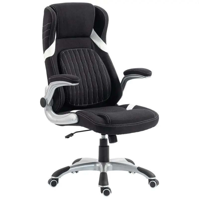 Ergonomic Fabric Office Chair with Lumbar Support and Adjustable Height, Black