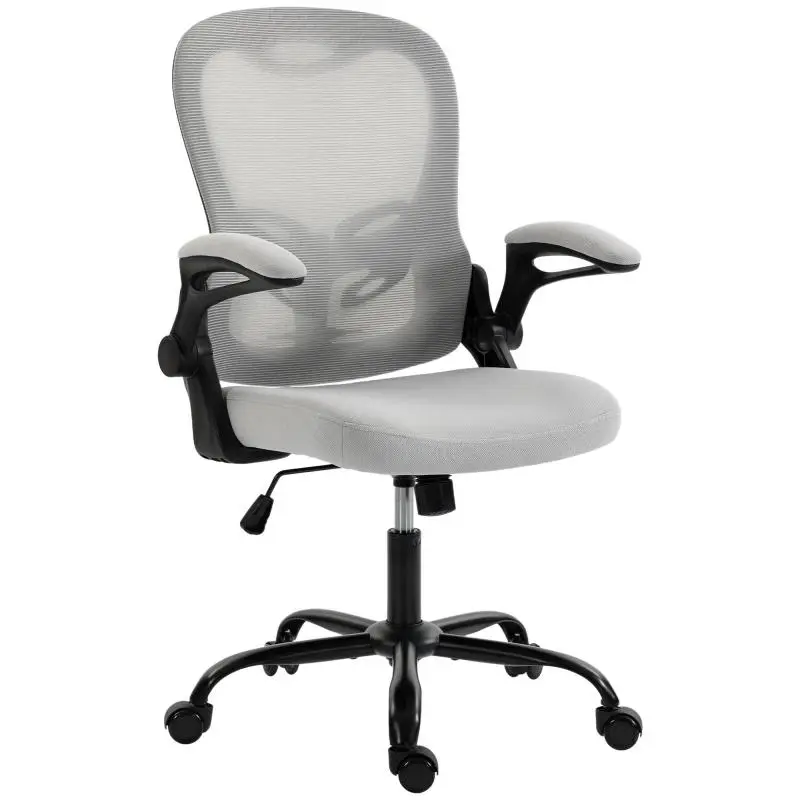 Ergonomic Office Chair, Mesh Office Chair, Flip-up Armrests, Adjustable Height, Rocking Function, Gray