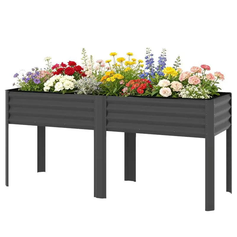 Raised Metal Garden Bed, 241 L, Dark Grey