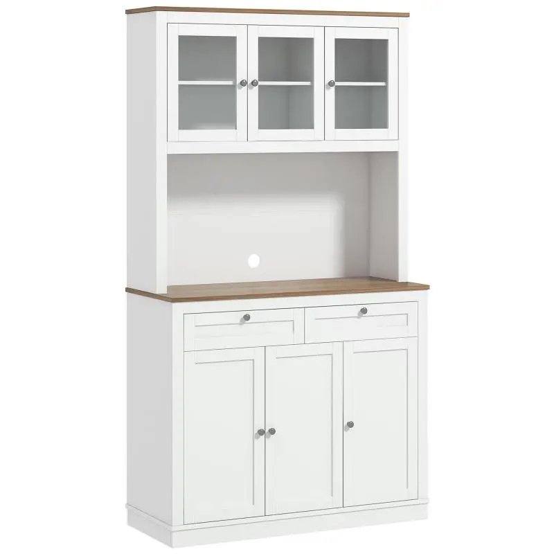 Kitchen Cabinet with 6 Doors, 2 Drawers, 180 cm, White