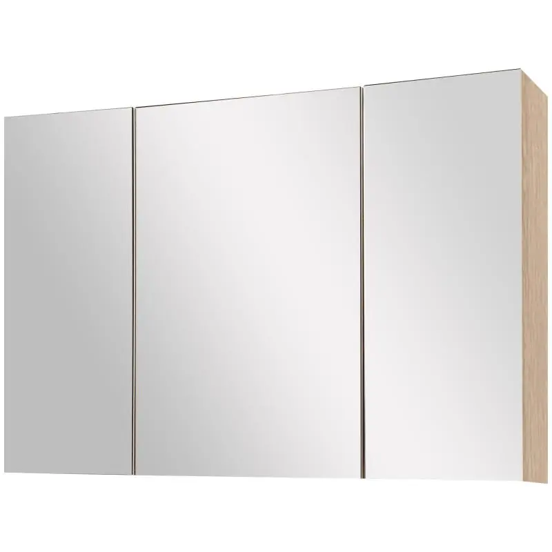 Bathroom Mirror Cabinet with 3 Mirrored Doors, 90 cm