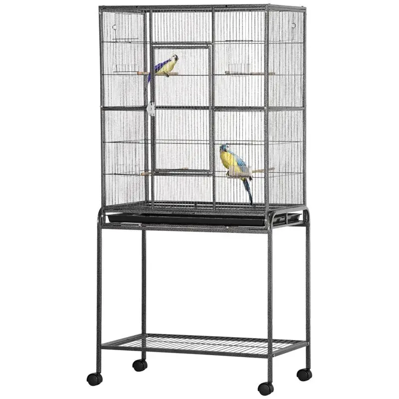 Portable Bird Cage with 4 Feeders and 4 Perches, 77 cm