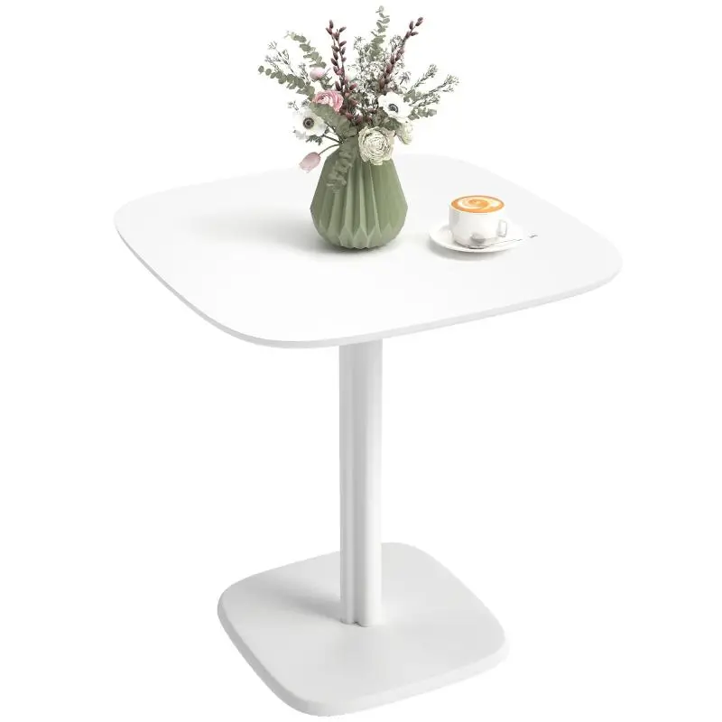 Dining table for 4 people, square kitchen table, modern style with wood-look top, 70 x 70 cm, white