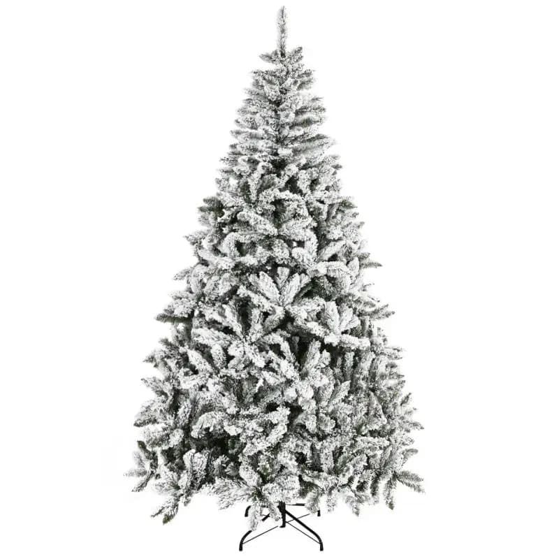 Artificial Christmas Tree 225cm with Snow, Fire Retardant with 1300 Branches, Indoor Christmas Decoration, Green