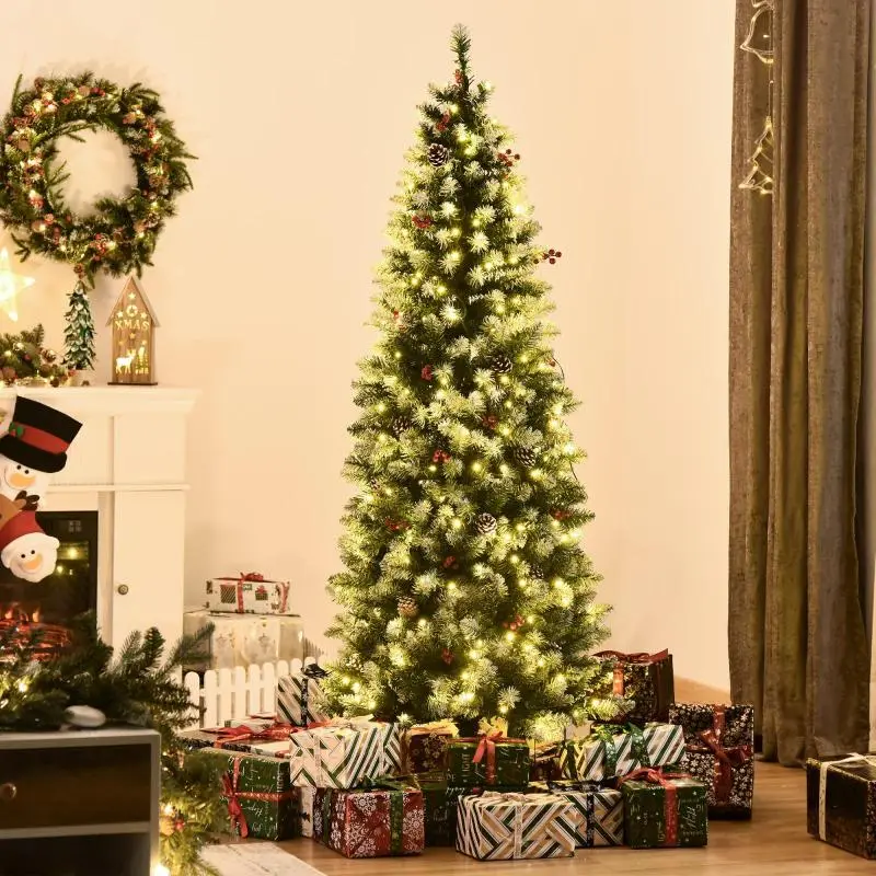 Artificial Snowy Christmas Tree, 180 cm, with Lights