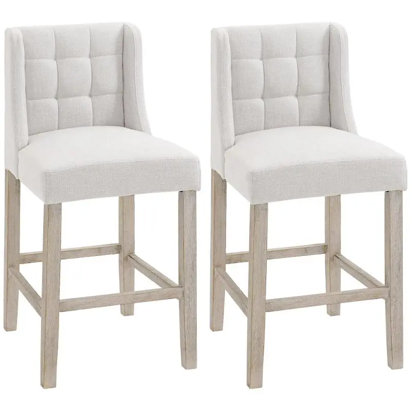 Set of 2 Bar Stools, 101 cm, Grey and Natural