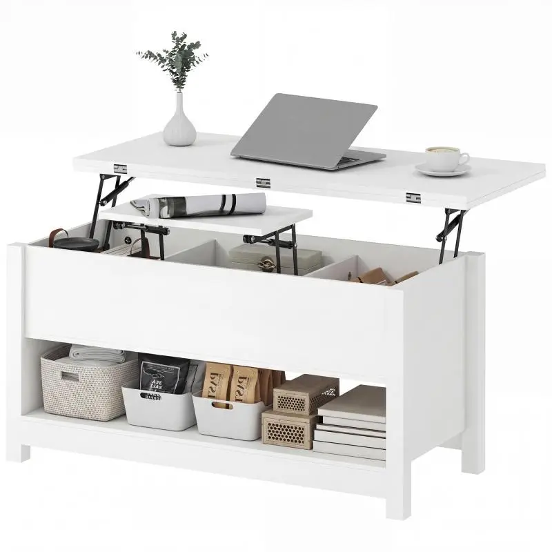 Lift-Top Coffee Table with Storage, White