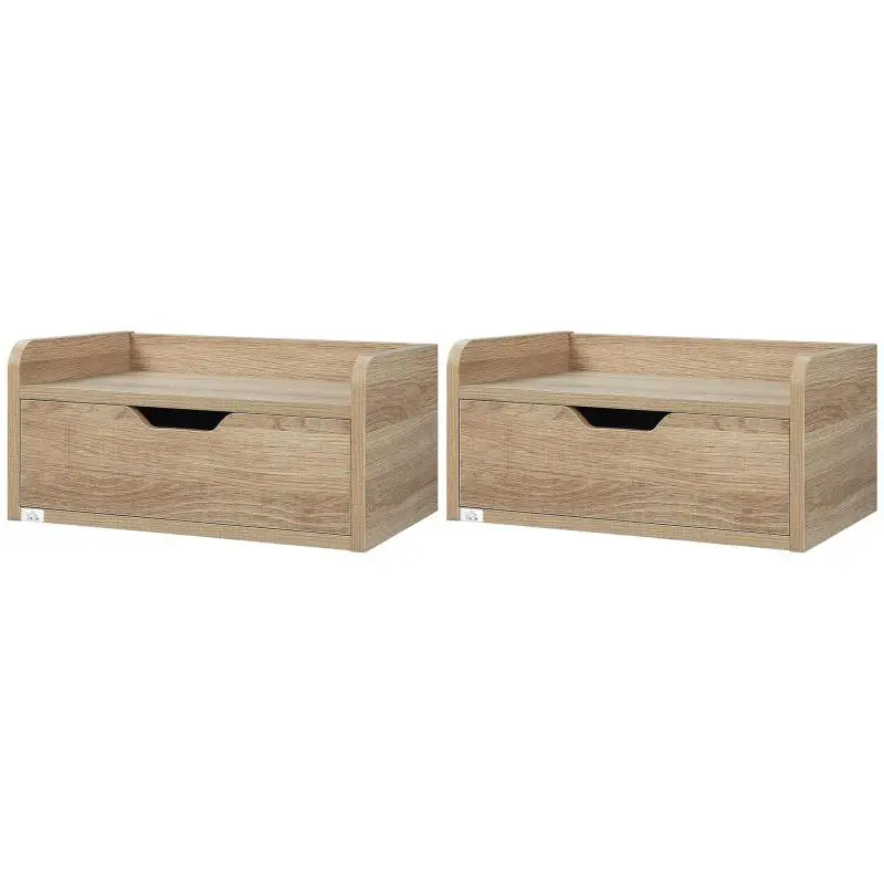 Set of 2 Wall-Mounted Nightstands with Drawer
