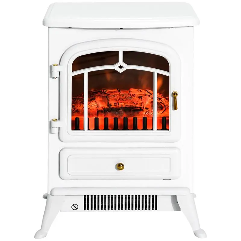 Electric Fireplace Stove with Thermostat, White