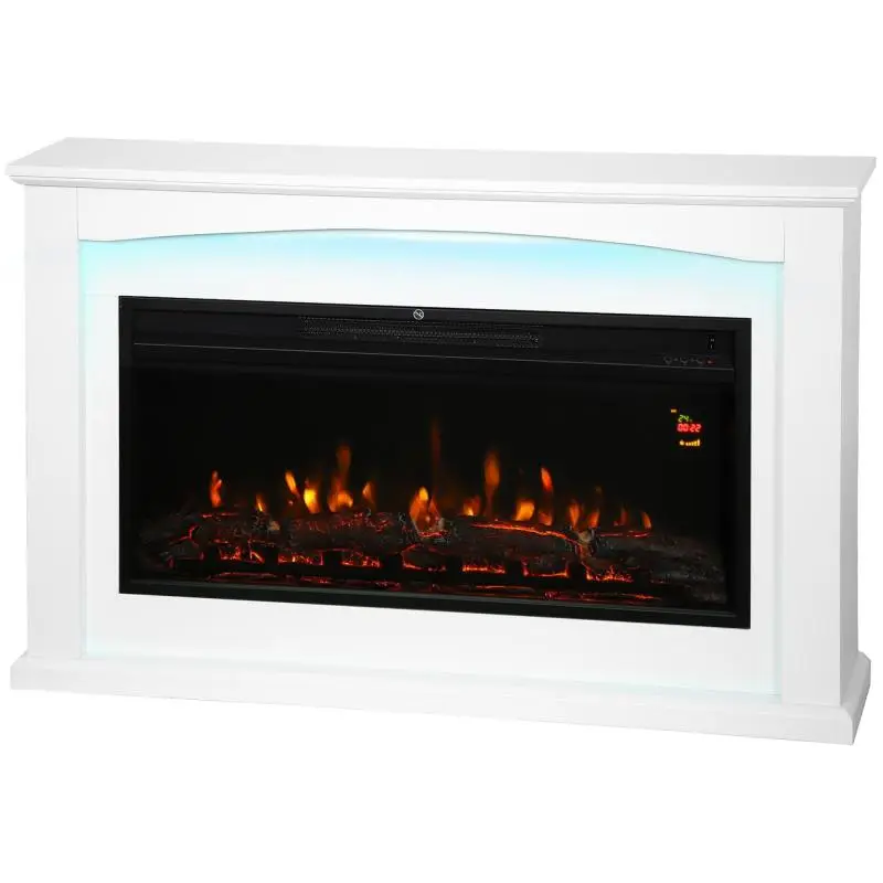 Electric Fireplace Mantel, White