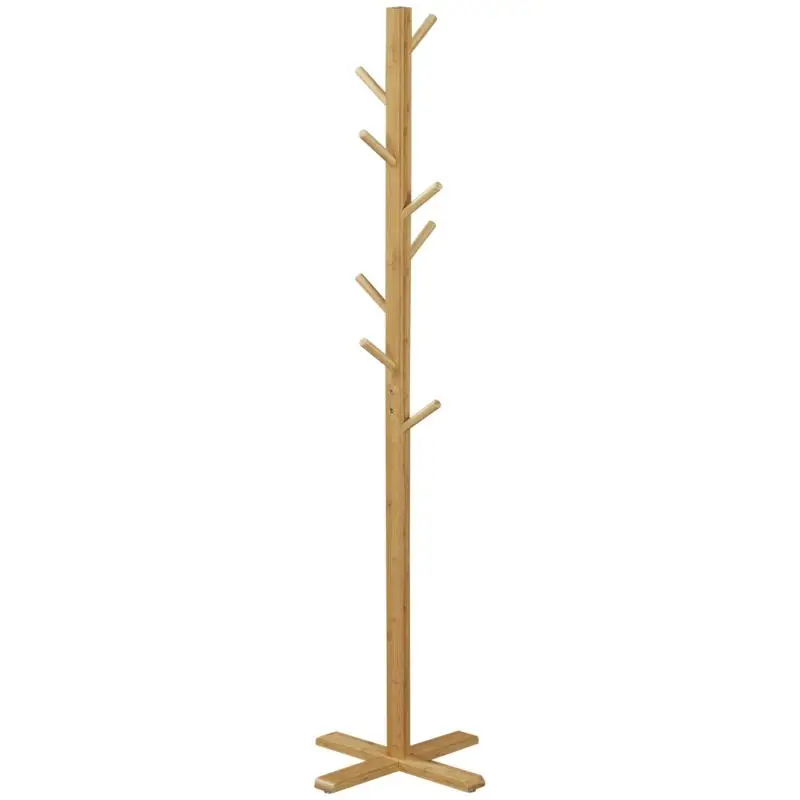 Bamboo Freestanding Coat Rack, 8 Hooks