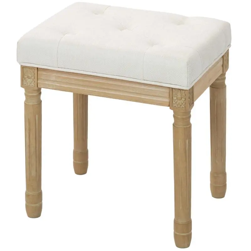 Upholstered Footstool Bench, 42 × 32 × 46.5 cm