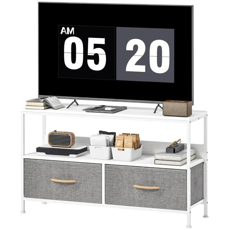 TV Stand with 2 Fabric Drawers, 98 cm