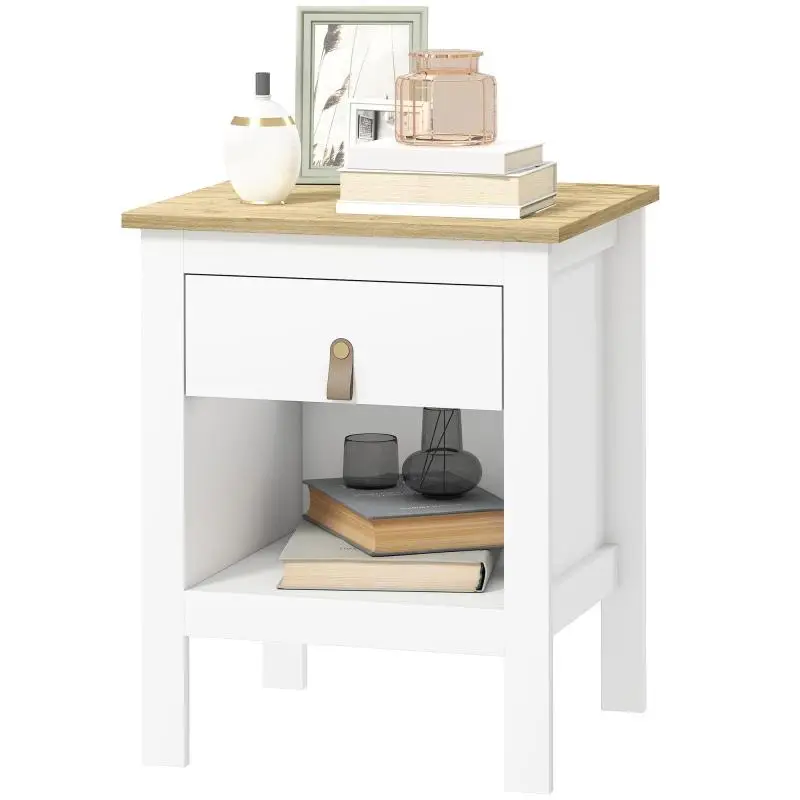 Nightstand with Drawer and Open Compartment