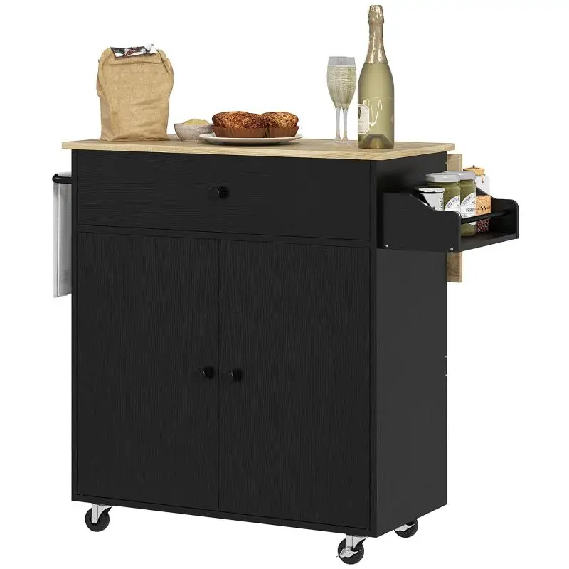 Kitchen Island with Drop-Leaf, 106 x 42 x 87 cm