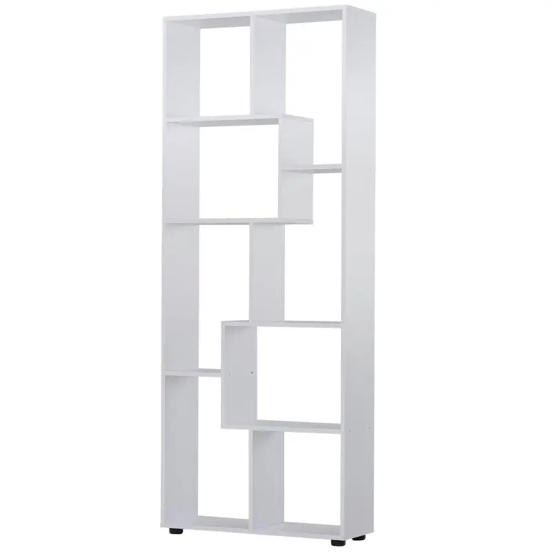 Vertical Bookshelf with 8 Shelves, White, 70 × 24 × 178 cm