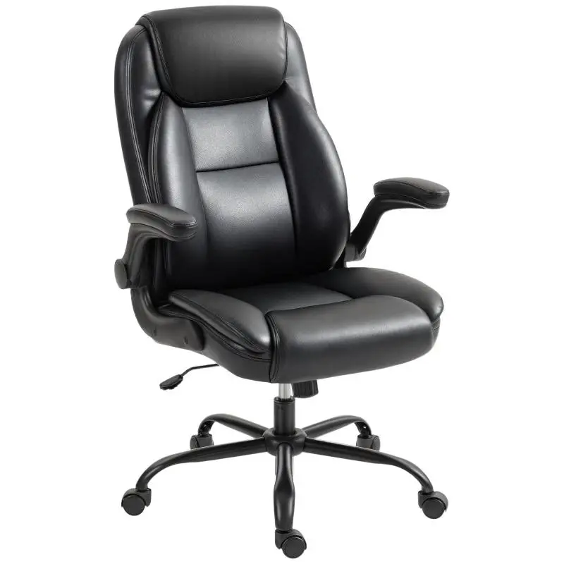 Office Chair with Flip-Up Armrests, Black