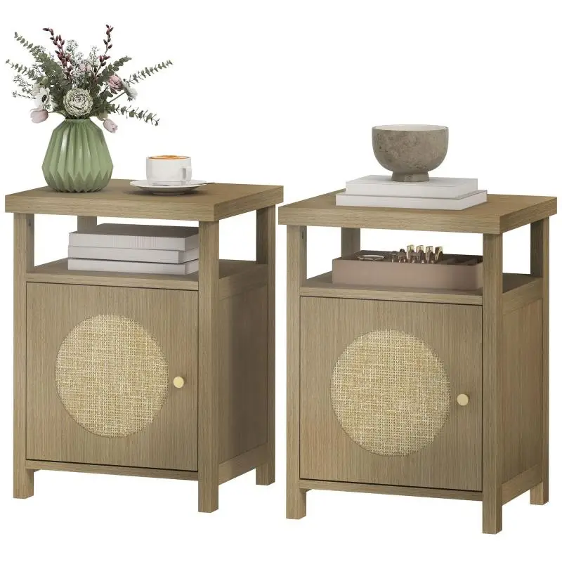 Set of 2 Bedside Tables, Brown, 40 × 35 × 55 cm