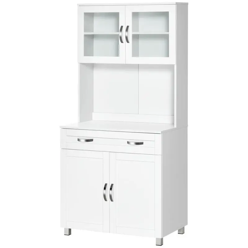 Kitchen Sideboard with 2 Cupboards and Drawer, White