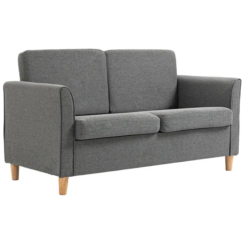 2-Seater Sofa with Wooden Legs, Light Grey