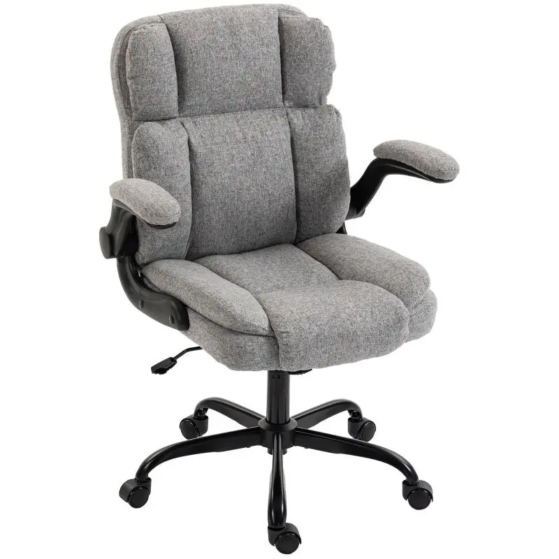 Swivel Office Chair with Flip-Up Armrests, Grey