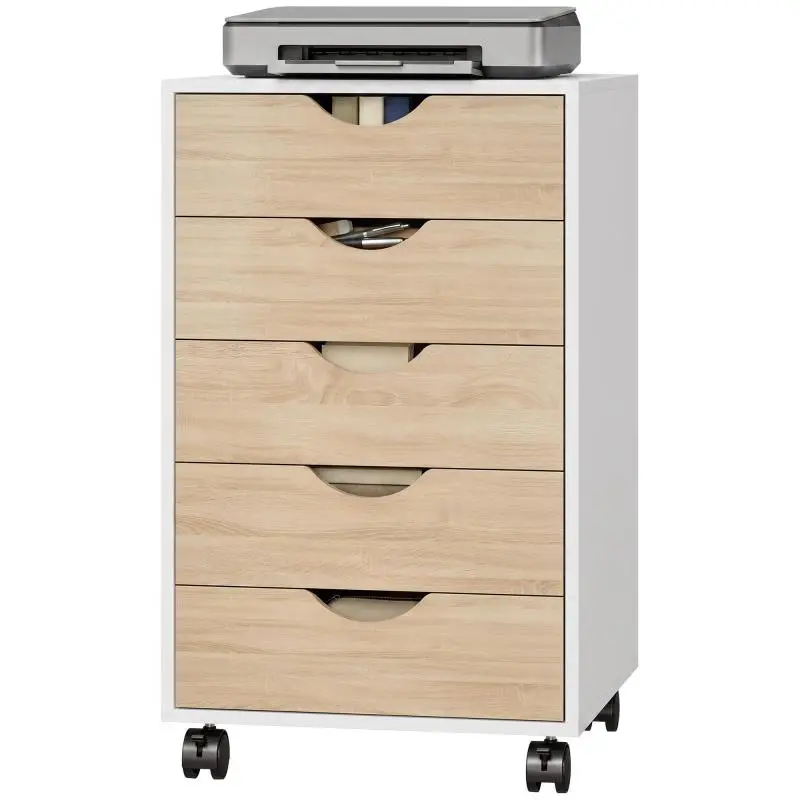 Mobile Filing Cabinet with 5 Drawers and Wheels
