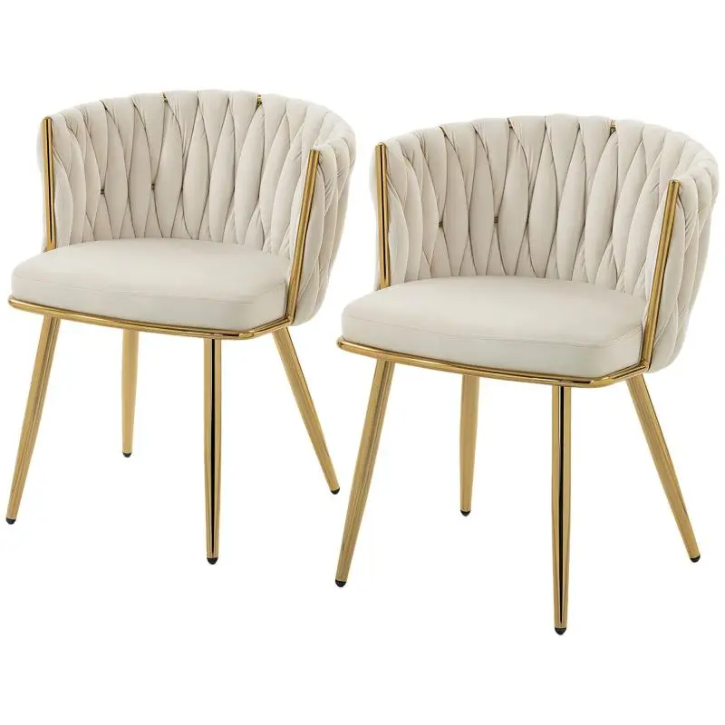 Set of 2 Dining Chairs, Cream