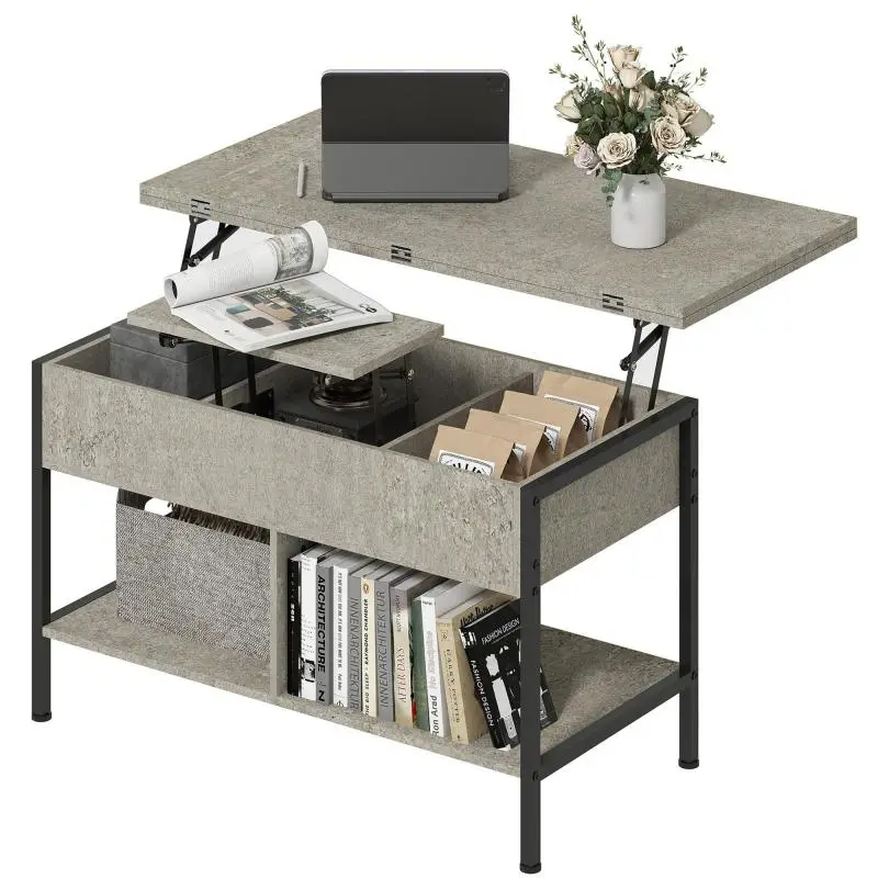 Lift-Top Extendable Coffee Table, 98 cm, Grey