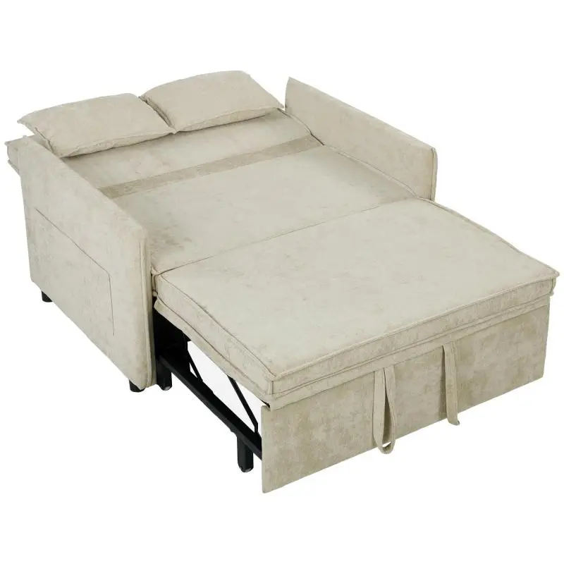 2-Seater Convertible Sofa Bed, 125 cm, Cream
